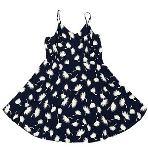 Old Navy Dark Blue Dress with dandelion seeds White Size XXL Spaghetti Strap